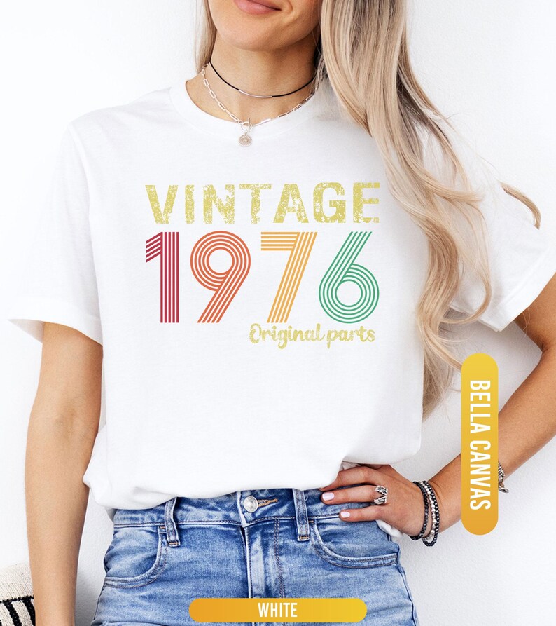 50th Birthday Shirt, 1976 Original Parts Shirt, 1976 Vintage Shirt, Vintage 1976 Shirt, 50th Birthday Mom Shirt, 50th Birthday Gift afbeelding 5