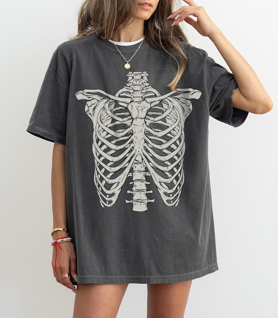 Skeleton Rib Vintage Graphic T-shirt, Rib Cage Shirt, Retro