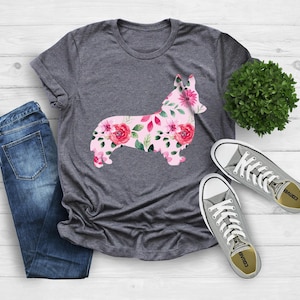 Cute Corgi Shirt, Corgi With Flower, Corgi Mom Life Shirt, Crazy Corgi Lady Shirt, Corgi Dog Lover Shirt, Gift for Corgi Owner, Dog Shirt 画像 2