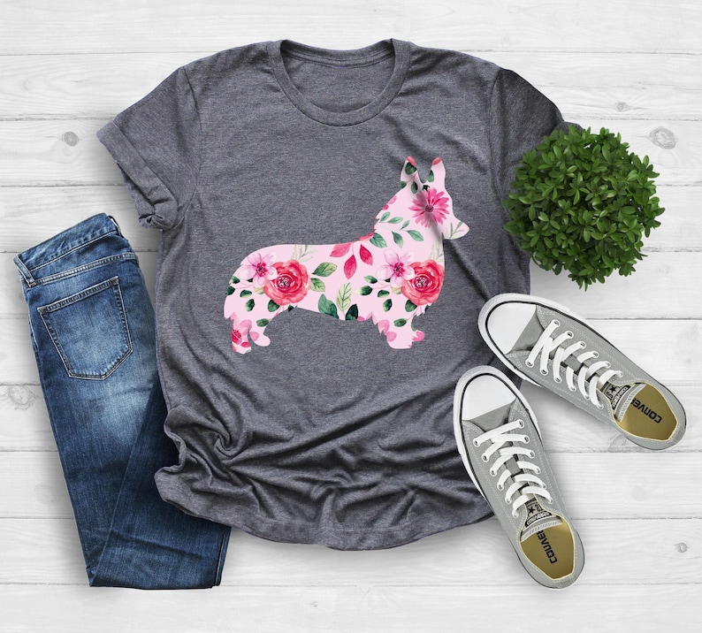 Cute Corgi Shirt, Corgi With Flower, Corgi Mom Life Shirt, Crazy Corgi Lady Shirt, Corgi Dog Lover Shirt, Gift for Corgi Owner, Dog Shirt 画像 2