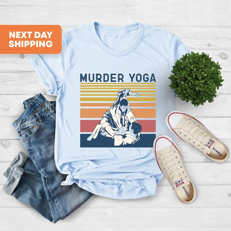 Moord yoga shirt, Braziliaans jiu jitsu shirt, jiu jitsu T-shirt, vaderdag shirt, jiu jitsu shirt, shirt vechtsport, shirt sportliefhebber, shirt sportliefhebber afbeelding 3