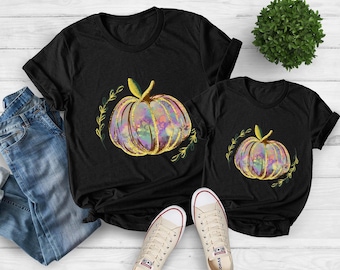 Fall Tie Dye Pumpkin Patch Shirts, Mommy and Me Matching Fall Shirt, Mom Kid Thanksgiving Shirt, Mama Mini Fall Shirts, Mama Mini Pumpkin