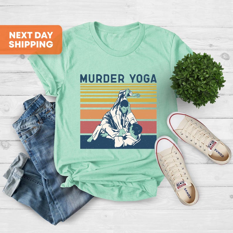 Moord yoga shirt, Braziliaans jiu jitsu shirt, jiu jitsu T-shirt, vaderdag shirt, jiu jitsu shirt, shirt vechtsport, shirt sportliefhebber, shirt sportliefhebber afbeelding 4
