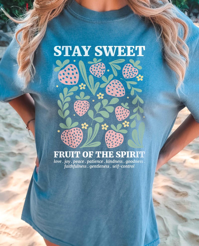 Boho Christian Strawberry Shirt, Fruits of the Spirit Bible Verse Shirt ...