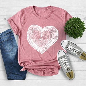 Tree Trunk Heart Shirt, Nature Life Shirt, Heart Wood Slice Shirt, Camping Shirt, Hiking Shirt, Gift For Mother, Campers Gift, Forest Shirt image 3