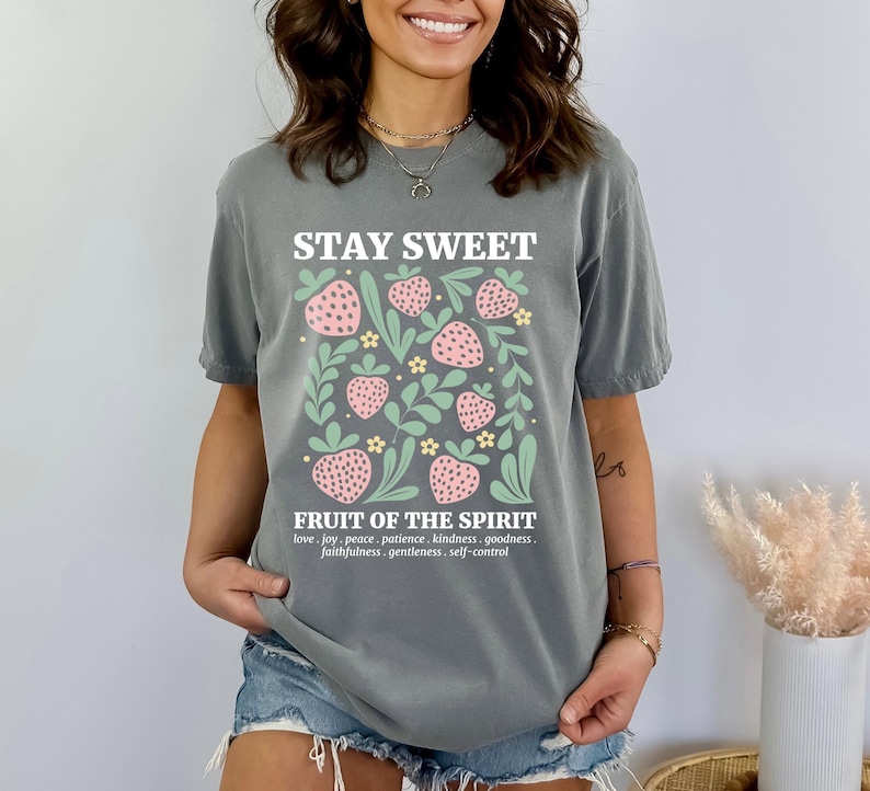 Boho Christian Strawberry Shirt, Fruits of the Spirit Bible Verse Shirt ...