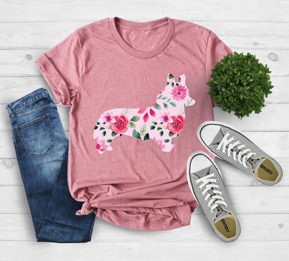 Cute Corgi Shirt, Corgi With Flower, Corgi Mom Life Shirt, Crazy Corgi Lady Shirt, Corgi Dog Lover Shirt, Gift for Corgi Owner, Dog Shirt