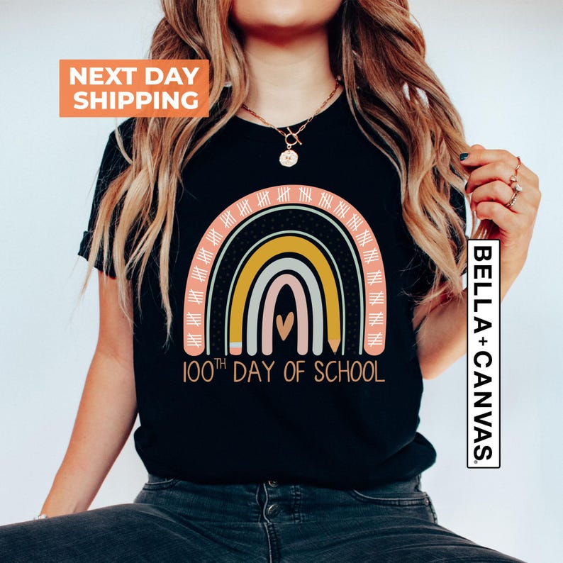 100 Days of School Shirt, Back to School, Teacher Shirts, 100th Day of School Gift, Hearts 100th Day, Teacher Appreciation, Teacher Tee image 2