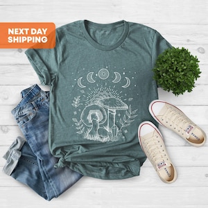 Mushroom Shirt, Cottagecore Shirts, Mushroom Clothing, Cottagecore Clothes, Goblincore Clothing, Botanical Shirt Women, Indie Clothes