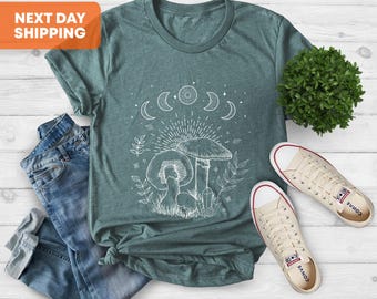 Mushroom Shirt, Cottagecore Shirts, Mushroom Clothing, Cottagecore Clothes, Goblincore Clothing, Botanical Shirt Women, Indie Clothes