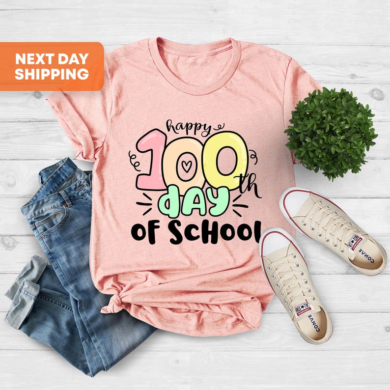 100 Days of School Shirt, 100 Day Shirt, 100th Day Of School Celebration, Gift For Teacher, Student Shirt, Gift For Student, Back to School image 1
