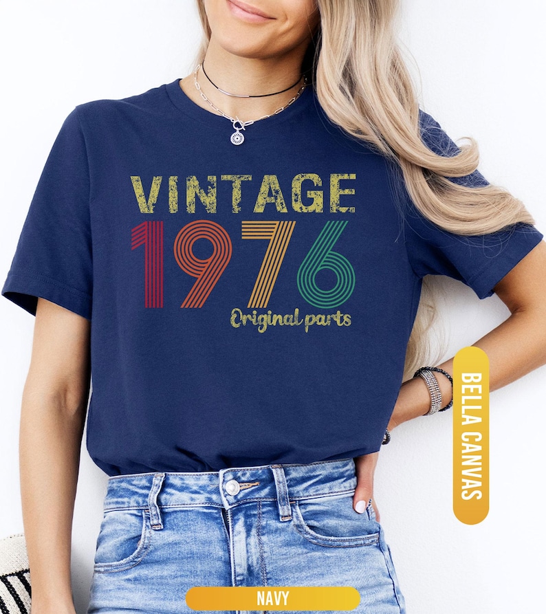 50th Birthday Shirt, 1976 Original Parts Shirt, 1976 Vintage Shirt, Vintage 1976 Shirt, 50th Birthday Mom Shirt, 50th Birthday Gift afbeelding 3