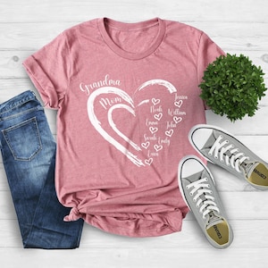 Custom Grandma Shirt, Personalized Grandma Shirt, Grandma Heart Shirt, Nana Shirt With Grandkids Name, Gift For Mama, Mother&#39;s Day Shirt