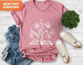 Floral Book Lover Shirt, Flower Shirt, Book Lover Shirt, Reading Tee, Read Pretty Book Tee, Gift For Teacher, Librarian Shirt, Bookish Shirt