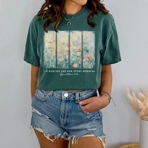 Comfort Colors® Christian Shirt His Mercies Are New Every Morning Bible Verse Shirt Religious Women Gift Floral Jesus Shirt,Faith Christian image 8