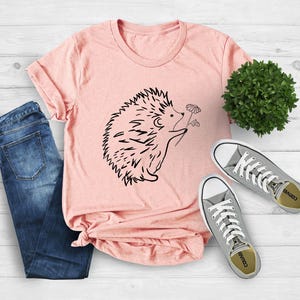 Hedgehog And Flower Shirt, Hedgehog Lover Shirt, Animal Lover Shirt, Hedgehog Shirt, Hedgehog T-Shirt, Hedgehog Gifts, Cute Hedgehog