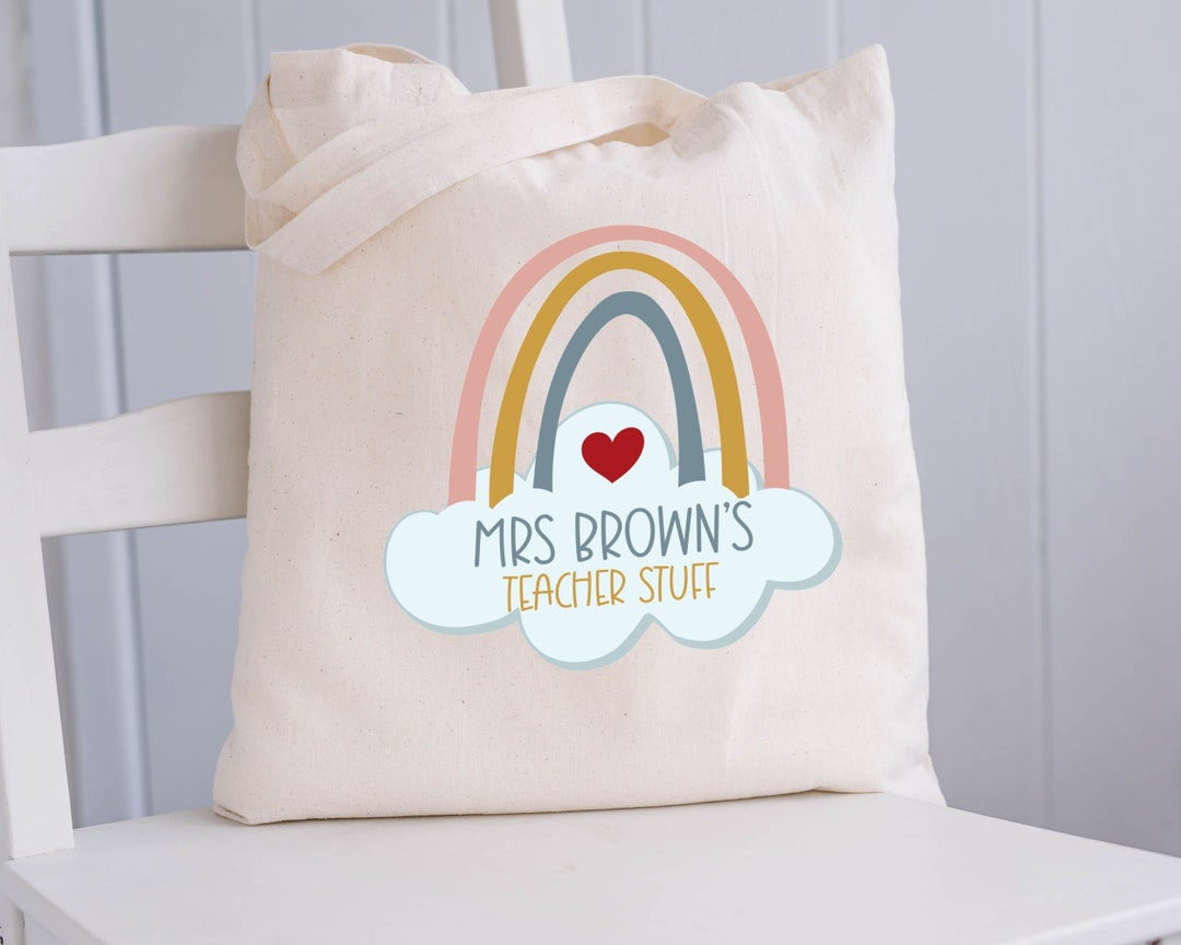 Personalized Teacher Tote Bag, Custom Teacher Tote Bag Gift, Cute ...