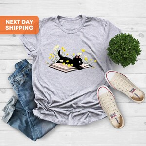 Cute Book Cat Shirt, Cat Shirt, Cute Reading Shirt, Books Shirt, Cute Cat Shirt, Reading Shirt, Book Lover, Cat Tshirt, Book Lover Gift image 4