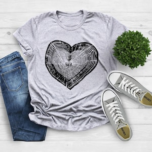 Tree Trunk Heart Shirt, Nature Life Shirt, Heart Wood Slice Shirt, Camping Shirt, Hiking Shirt, Gift For Mother, Campers Gift, Forest Shirt image 4
