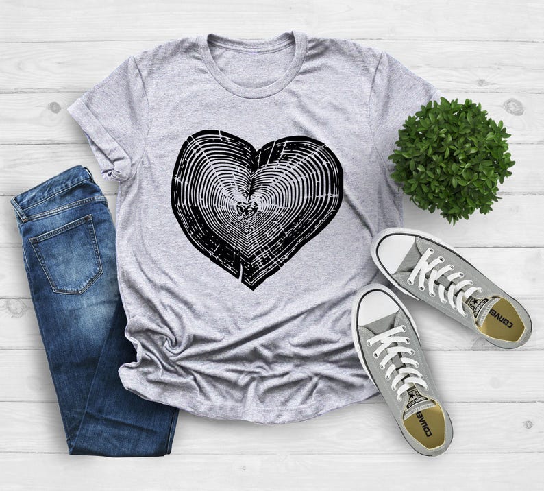 Tree Trunk Heart Shirt, Nature Life Shirt, Heart Wood Slice Shirt, Camping Shirt, Hiking Shirt, Gift For Mother, Campers Gift, Forest Shirt image 4