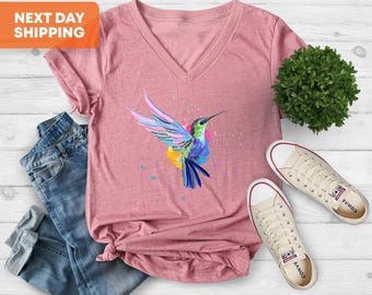 Hummingbird Shirt, Watercolor Birds T-shirt, Watercolor Hummingbird, Hummingbird Lover, Gift For Her, Bird Lover Shirt, Mothers Day Gift