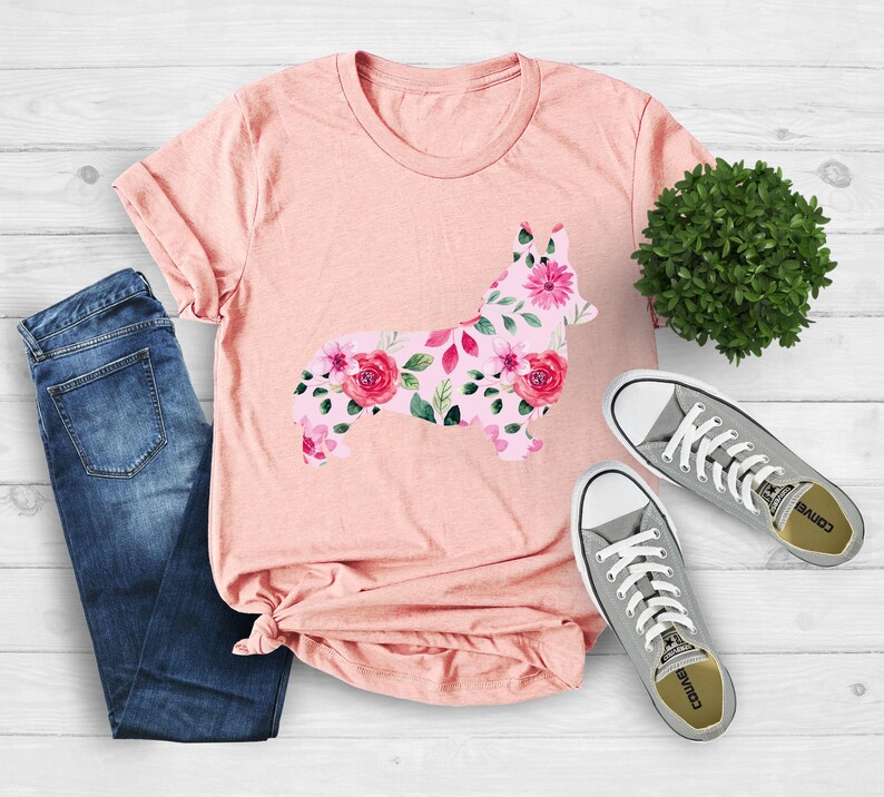 Cute Corgi Shirt, Corgi With Flower, Corgi Mom Life Shirt, Crazy Corgi Lady Shirt, Corgi Dog Lover Shirt, Gift for Corgi Owner, Dog Shirt 画像 3