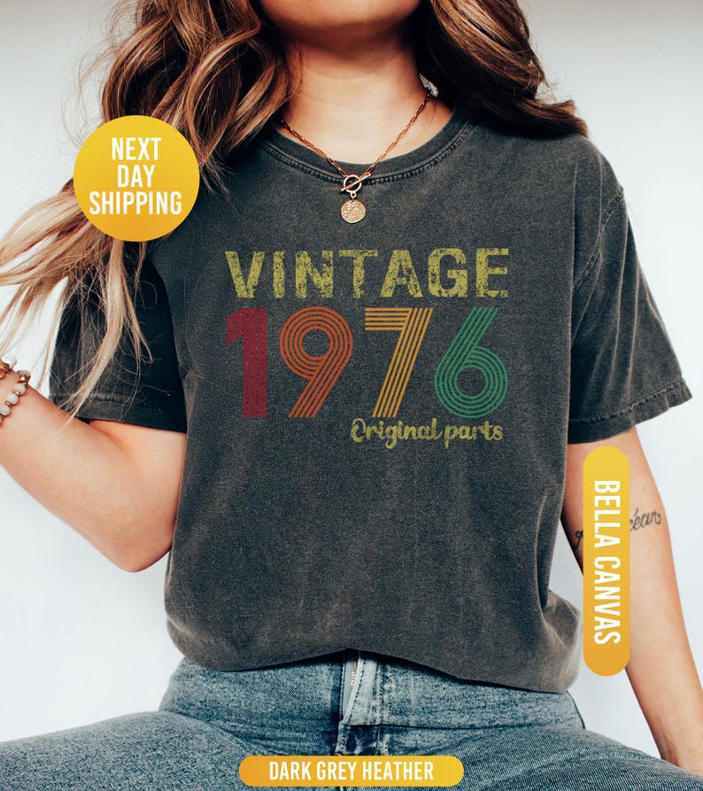 50th Birthday Shirt, 1976 Original Parts Shirt, 1976 Vintage Shirt, Vintage 1976 Shirt, 50th Birthday Mom Shirt, 50th Birthday Gift afbeelding 1