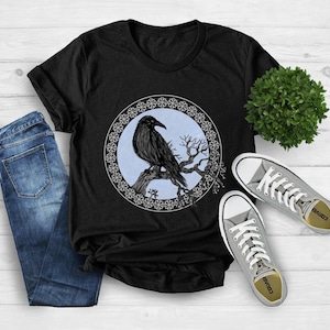 Raven Lover Shirt, Viking Scandinavian Tree Shirt, Viking Gift For Men, Raven Woman Shirt, Raven Shirt, Bird Lover Gift, Bird Crow Shirt