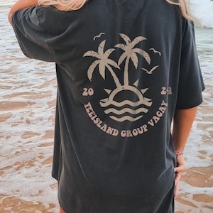 Family Beach Shirts, Personalized Matching Group Vacation Shirt, Girls Trip Tropical Island Bach Custom Comfort Colors®, Retro Groovy Shirt