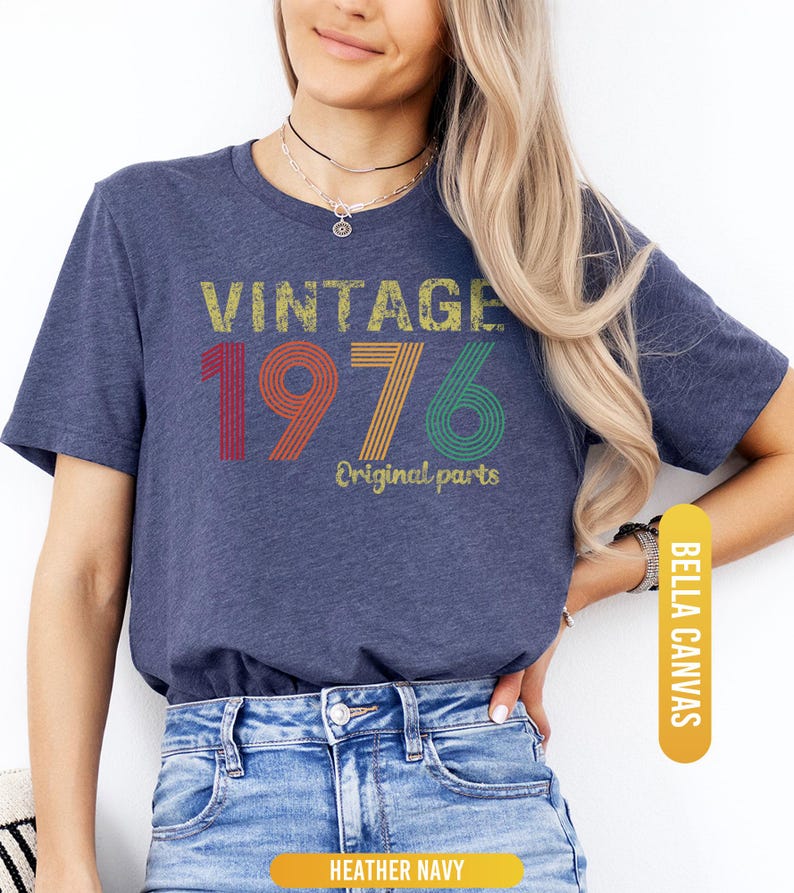 50th Birthday Shirt, 1976 Original Parts Shirt, 1976 Vintage Shirt, Vintage 1976 Shirt, 50th Birthday Mom Shirt, 50th Birthday Gift afbeelding 2