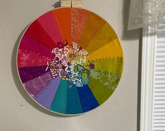 Lovely Wall Hanging on 18" round embroidery hoop! 18 fabulous fabrics from Designer Allison Glass Art Deco