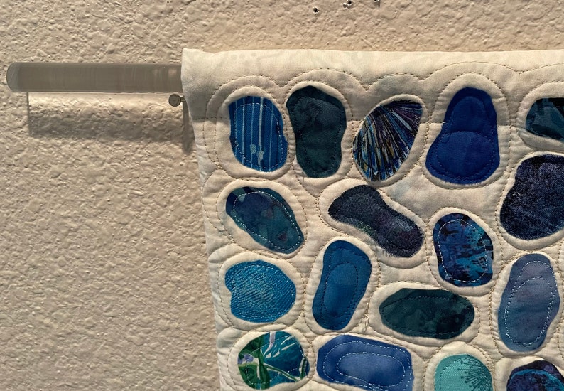 Seashells in Ocean Art Quilt Wall Hanging. Quilting Resembles Movement ...