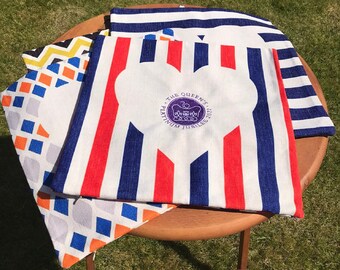 Queen's Platinum Jubilee embroidered cushion or seat pad cover ideal for street party or garden party, red white and blue