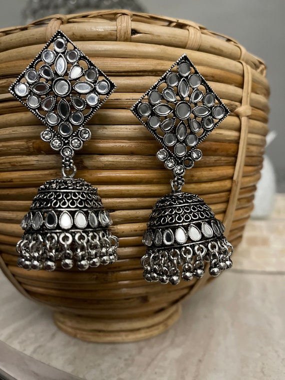 Oxidized Indian Jewelry, Indian Earrings, Ethnic Earrings, Oxidised Earrings,  Oversized Jhumka, Indian Jewelry, Tribal - Rocket Fizz Lancaster