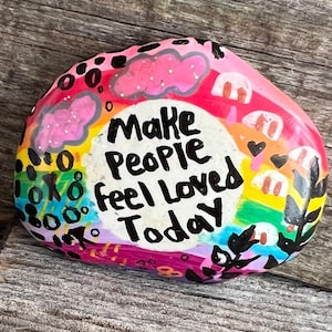 Hand-Painted Rainbow Rock: Original Artwork, Kindness Gift 2 inch