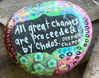Hand-Painted Rock: Deepak Chopra Quote, Inspirational Art (2.5 inches)