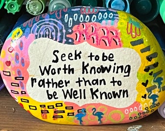 Hand-Painted Rock Art: Inspirational Quote, UV-Resistant Finish (3.5-Inch)