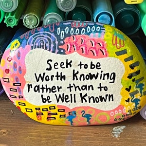 Hand-Painted Rock Art: Inspirational Quote, UV-Resistant Finish (3.5-Inch)