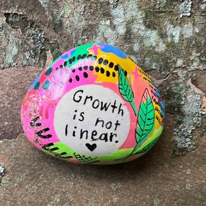 Growth is not linear, 2-Inch Colorful Art Painted Rock