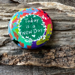 Today is a New Day, 1.76 Inch Hand Painted Inspirational Rock - Etsy