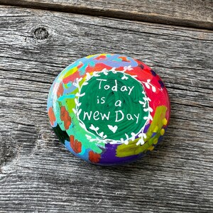 Today is a New Day, 1.76 Inch Hand Painted Inspirational Rock - Etsy