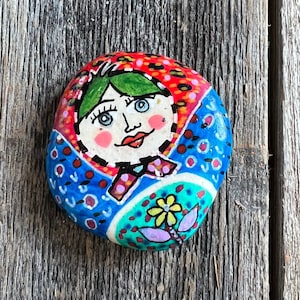 Hand-Painted Rock Art: Matryoshka Doll Stone, &quot;Kira&quot; (2 Inch)