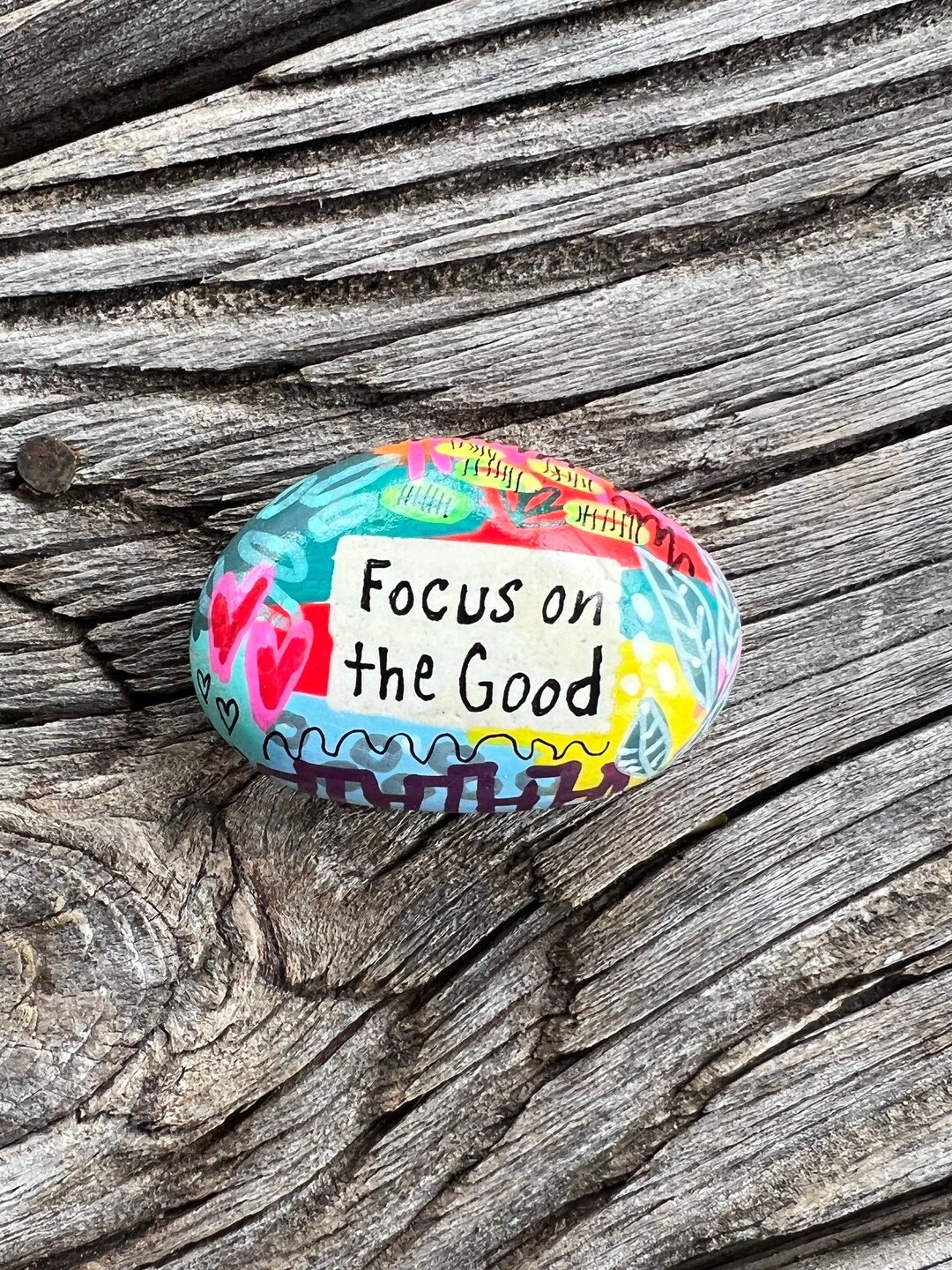 Painted Rock Good Vibes Rock Focus on the Good 2 Inch - Etsy Österreich