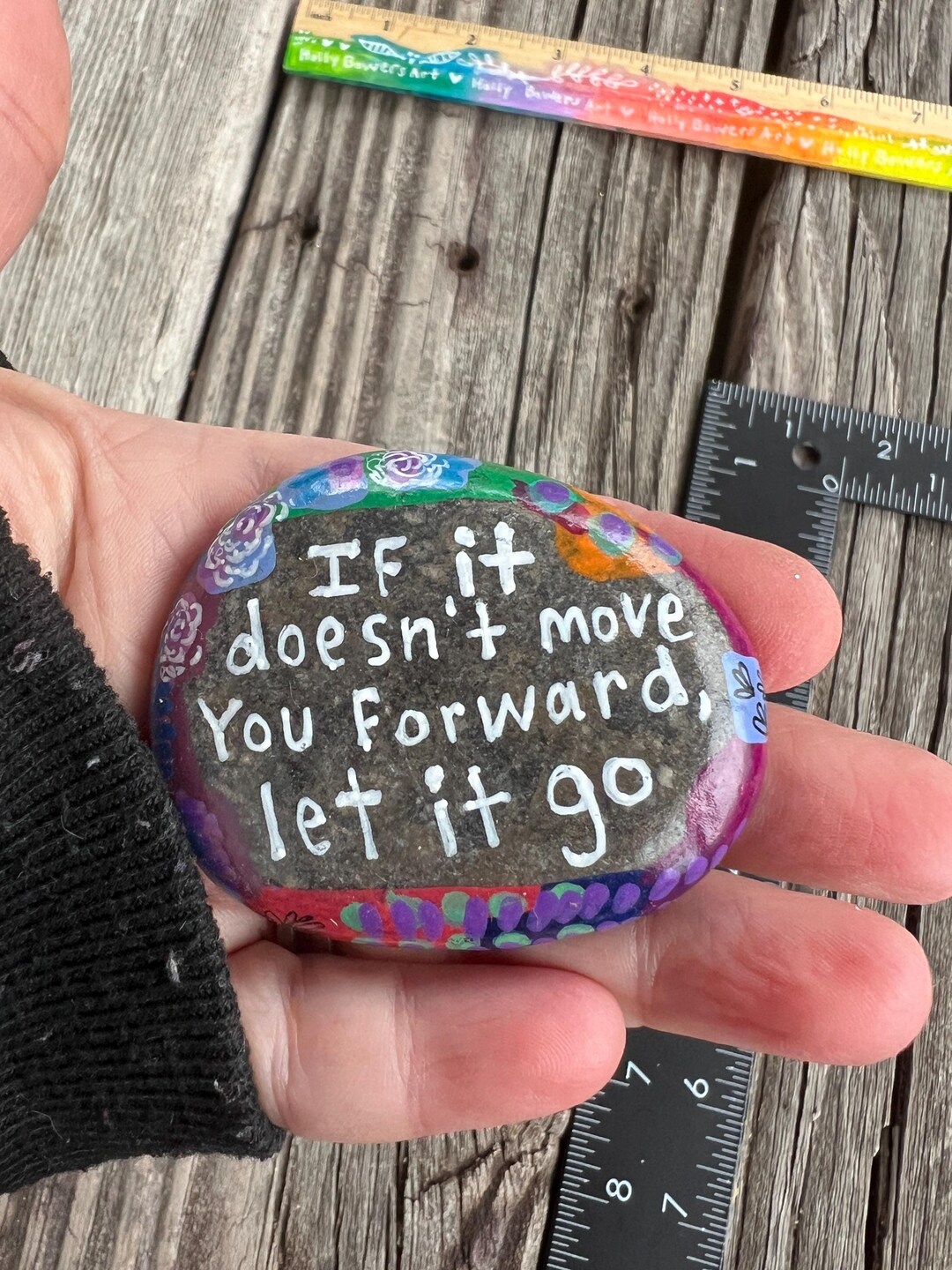 Hand-painted Empowerment Rock: Floral Design, Positive Affirmation 2.5 ...