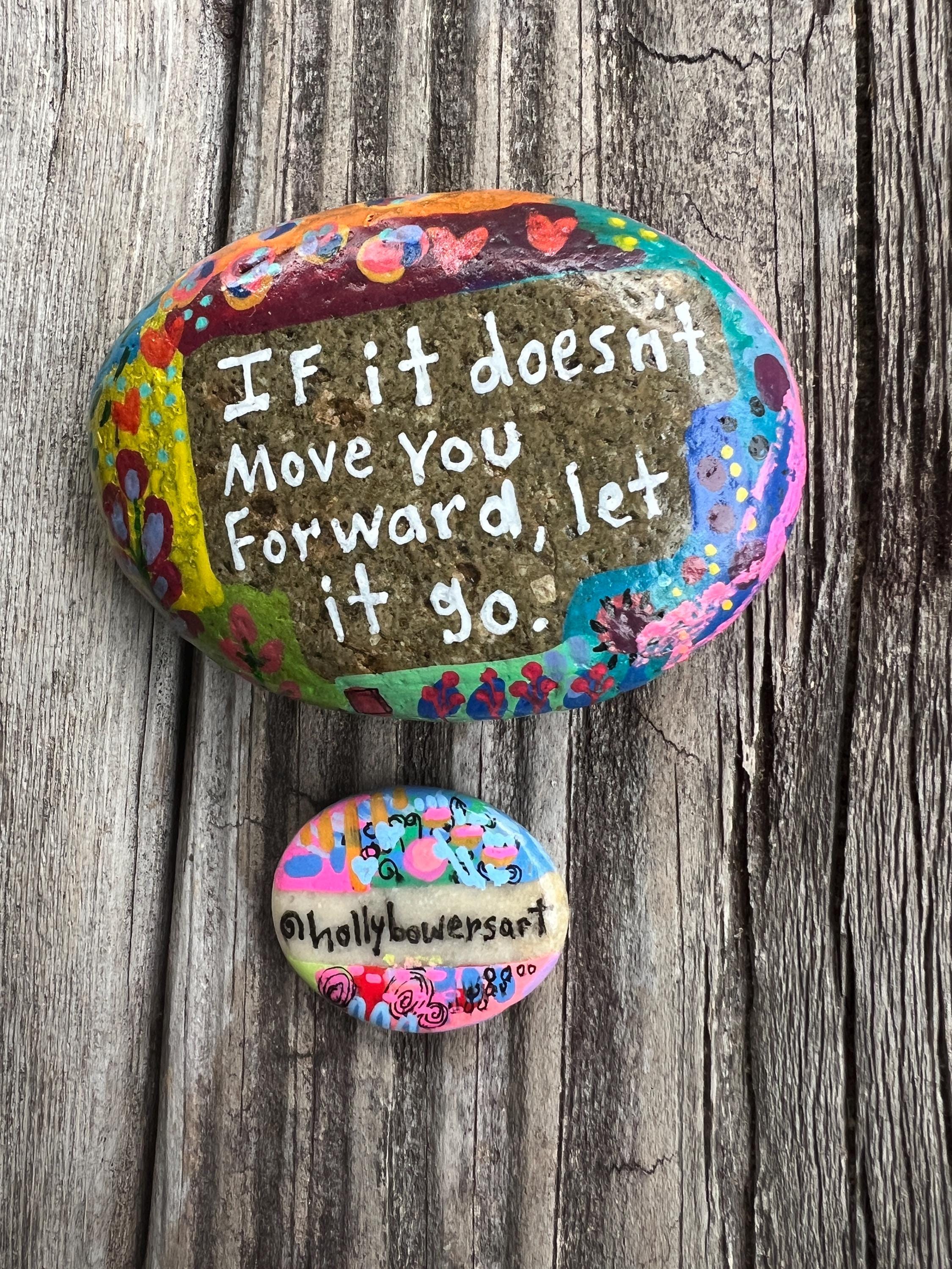 Hand-Painted Empowerment Rock: Motivational Art Stone 3.25 inch