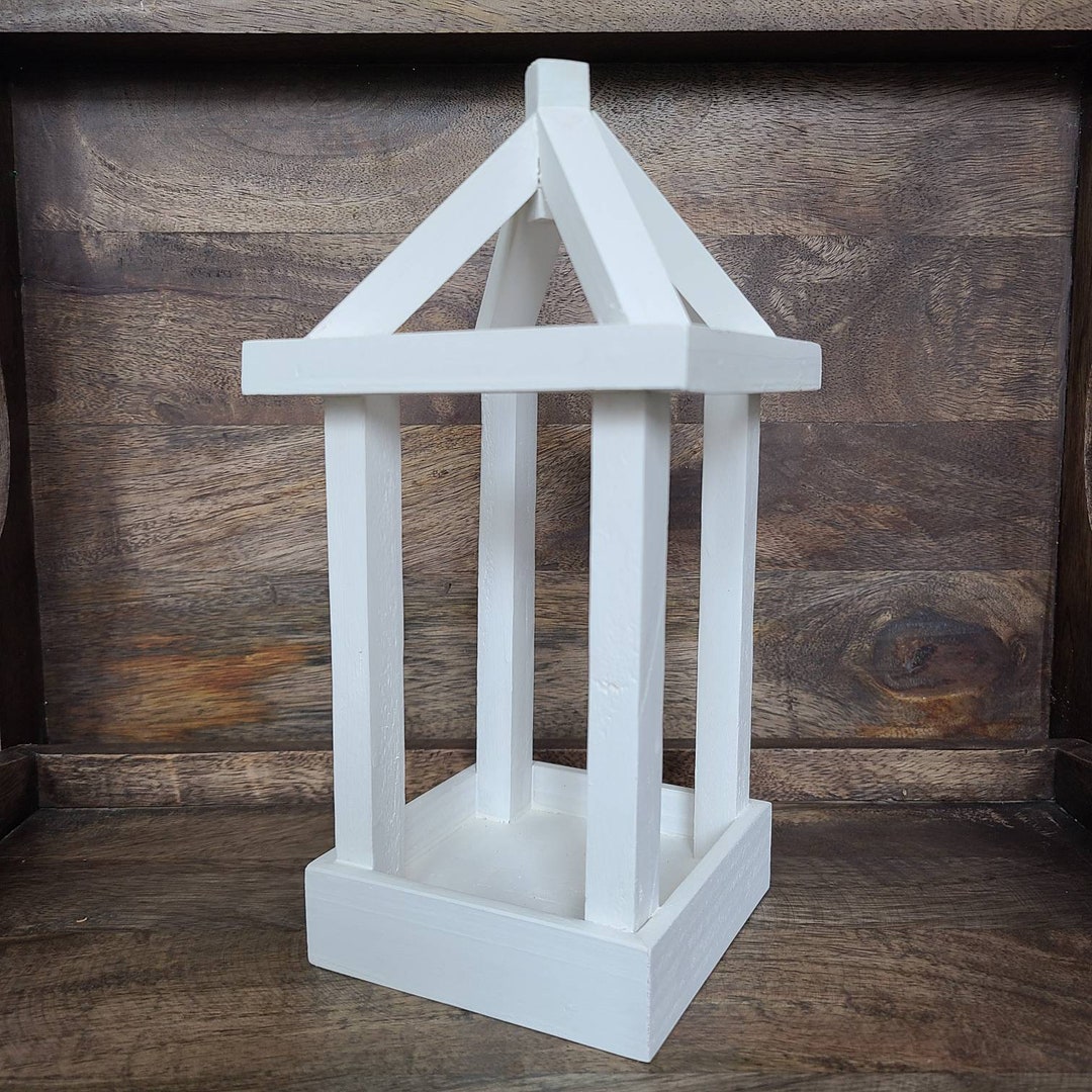 Timber Lantern Small Handcrafted Cedar Wood Lantern, Flat Exterior Paint, Farmhouse ...