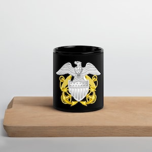 1 Logo Navy Officer Black Glossy Mug