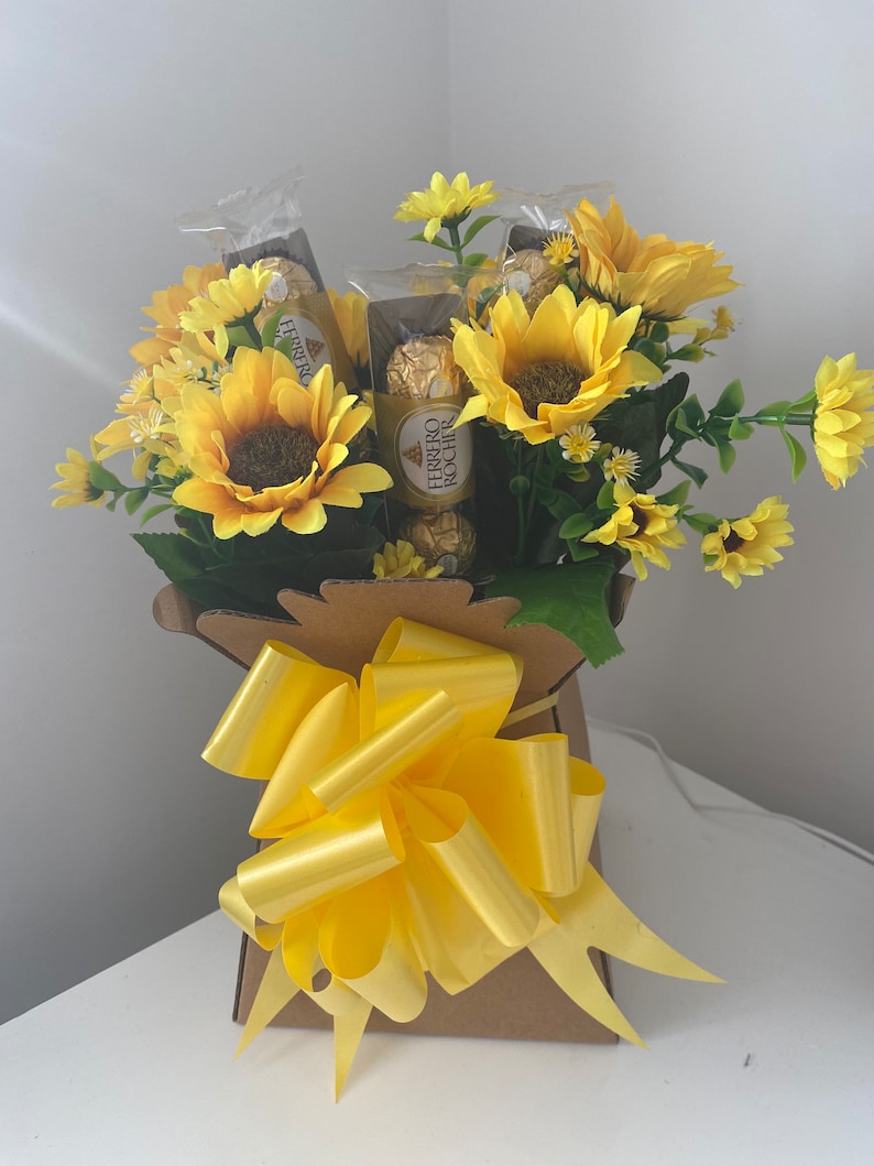 Sunflowers Chocolate Ferrero Rocher Chocolate Bouquet Birthday, Thank