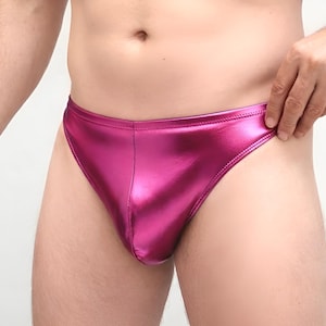 Metallic Mens Thong – Shiny Low-Rise Pouch Exotic Underwear, Bikini Briefs.