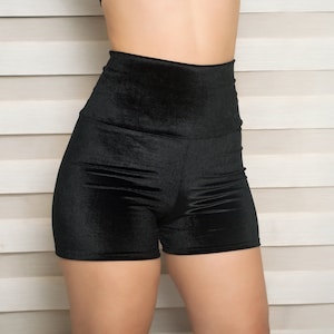 Super High Waisted Yoga Shorts that can be used as Sport Shorts or Dancewear. Velvet, Metallic Spandex or Faux leather.